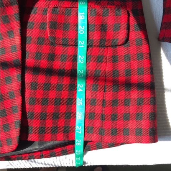 🌲 Vintage Wool Red & Black Check / Plaid Blazer - Picture 11 of 13